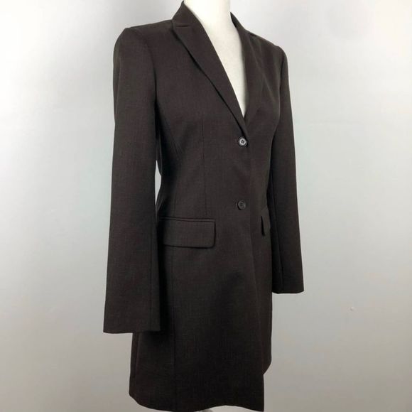 BCBGMaxAzria Cool Dark Brown Blazer Long Overcoat Jacket Size 2 - Picture 3 of 8